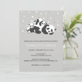 Cute Twin Panda Personalized Baby shower Kaart (Staand voorkant)