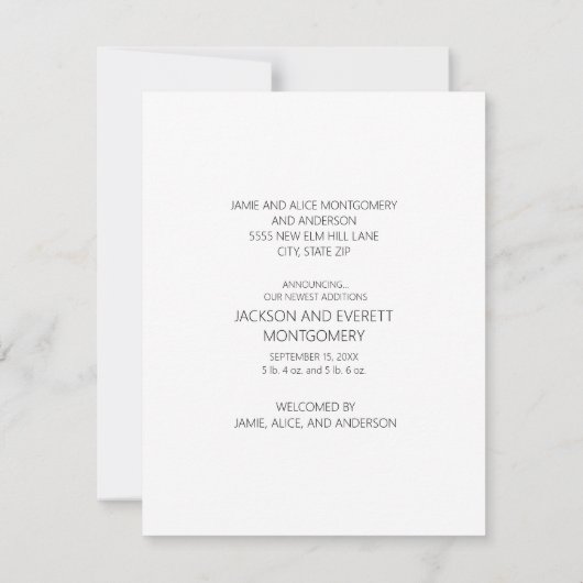 Cute Twin Photo Birth Announcement Ooh Babies Aankondiging (Achterkant)