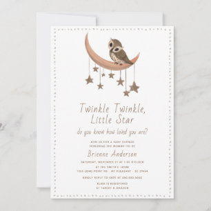 Cute Twinkle Little Star Moon Rustic Baby shower Kaart
