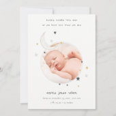 Cute Twinkle Star Moon Foto geboorteaankondiging Bedankkaart (Voorkant)