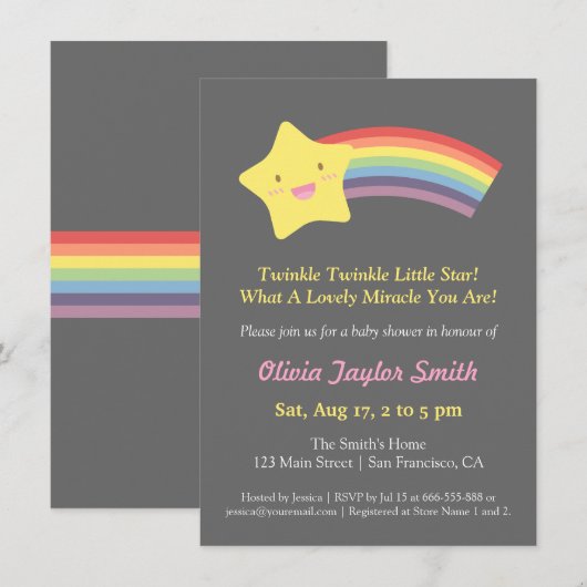 Cute Twinkle Twinkle Little Star Baby shower Kaart (Voorkant / Achterkant)