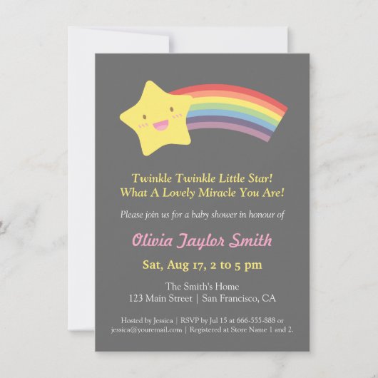 Cute Twinkle Twinkle Little Star Baby shower Kaart (Voorkant)