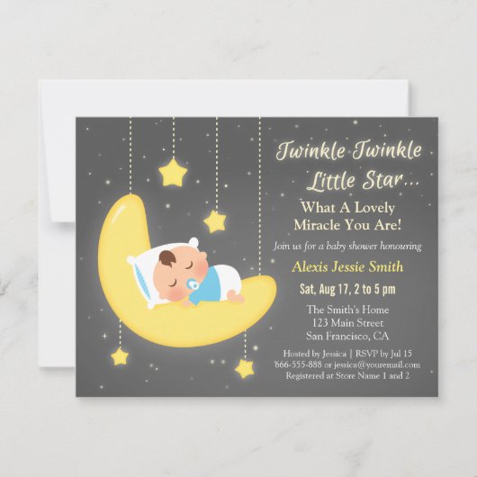 Cute Twinkle Twinkle Little Star Baby shower Kaart (Voorkant)