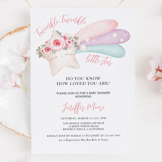 Cute Twinkle Twinkle Little Star Baby shower Kaart