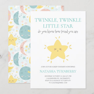 Cute Twinkle Twinkle Little Star Baby shower Kaart