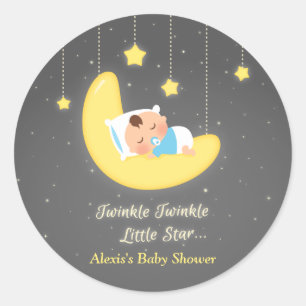 Cute Twinkle Twinkle Little Star Baby shower Ronde Sticker