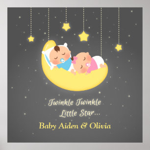 Cute Twinkle Twinkle Little Star Twins Poster