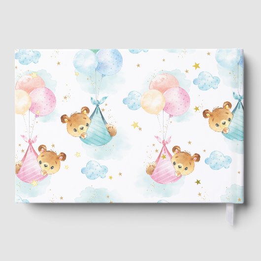 Cute Twins Baby Girl Boy Teddy Bears Baby shower Gastenboek (Achterkant)