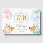 Cute Twins Baby Girl Boy Teddy Bears Baby shower Gastenboek (Voorkant)