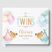 Cute Twins Baby Girl Boy Teddy Bears Baby shower Gastenboek (Voorkant)
