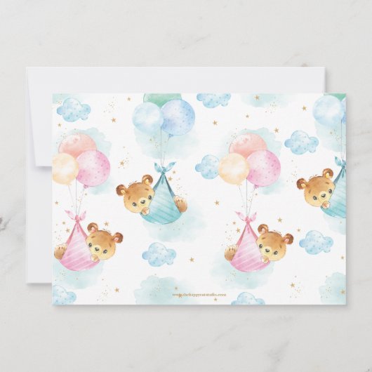 Cute Twins Baby Girl Boy Teddy Bears Baby shower Kaart (Achterkant)