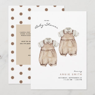 Cute Twins Boys Baby shower Invitation Kaart