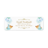 Cute Twins Boys Teddy bears Baby shower Label (Voorkant)