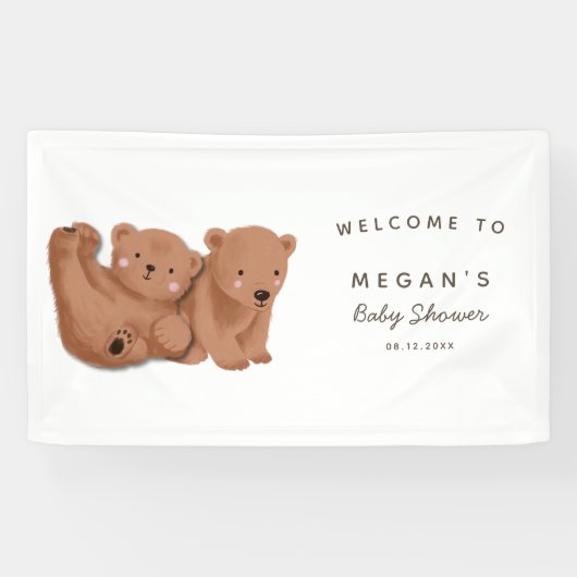 Cute Twins Cub Beer Baby shower Spandoek (Horizontaal)