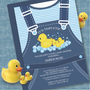 Cute TWINS Ducks Baby shower Invitation Kaart