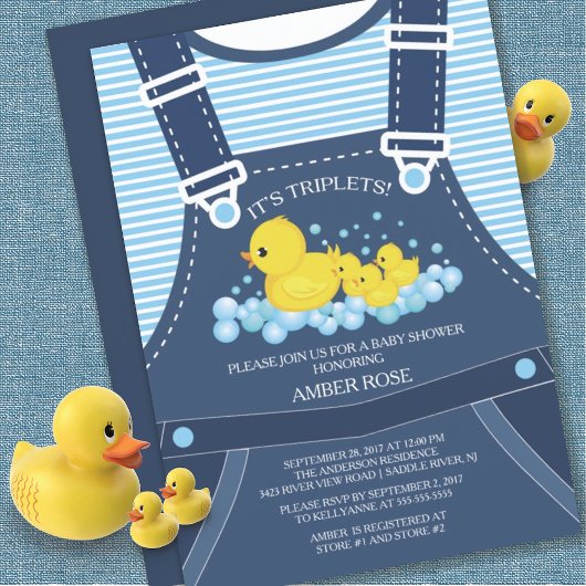 Cute TWINS Ducks Baby shower Invitation Kaart