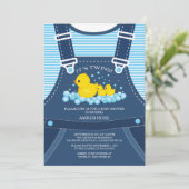 Cute TWINS Ducks Baby shower Invitation Kaart (Staand voorkant)