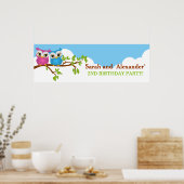 Cute Twins Eigenaar van Branch Girl Boy Birthday B Poster (Keuken)