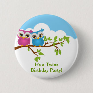 Cute Twins Eigenaar van Branch Girl Boy Birthday B Ronde Button 5,7 Cm