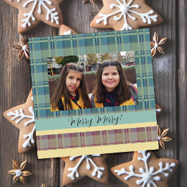 Cute Twins Framed Foto Tartan Monogrammed