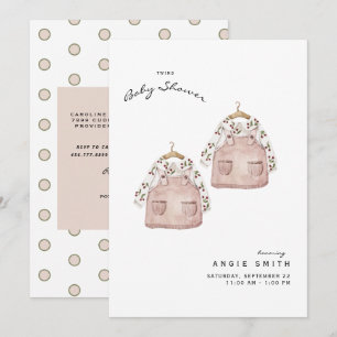 Cute Twins Girls Baby shower Invitation Kaart