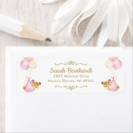 Cute Twins Girls Teddy bears Baby shower Label