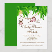 Cute Twins Little Monkey Baby shower Invitation Kaart (Voorkant / Achterkant)