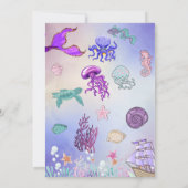 Cute Twins Mermaids and Pirates Birthday Party Kaart (Achterkant)