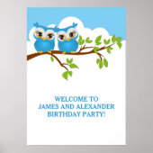 Cute Twins Ownership on Branch Boys Birthday Poste Poster (Voorkant)