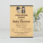 Cute Twins Pacifier Western Baby shower Kaart (Staand voorkant)