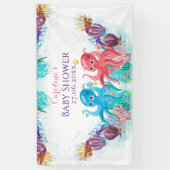 Cute TwinsOcean Octopus kleurful Happy Birthday Spandoek (Verticaal)