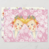 Cute Two Brides Pink Gay Wedding Uitnodiging (Voorkant / Achterkant)