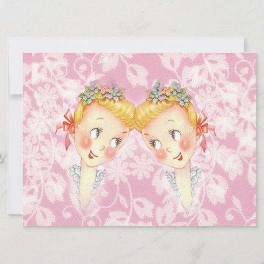 Cute Two Brides Pink Gay Wedding Uitnodiging (Voorkant)