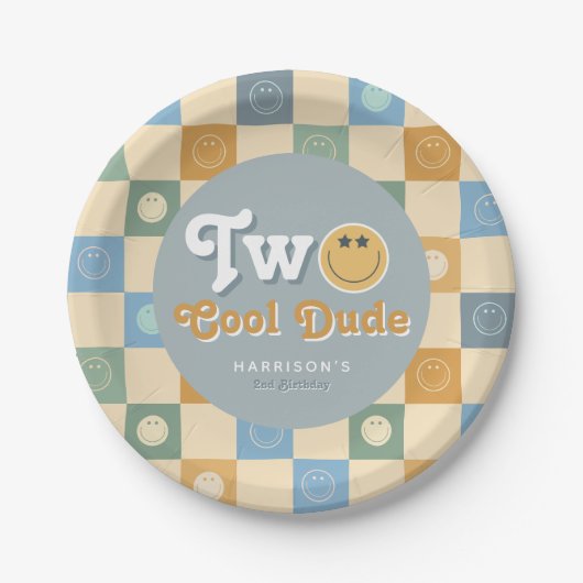 Cute Two Cool Dude Boys 2nd Birthday Papieren Bordje (Voorkant)
