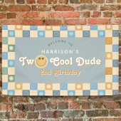 Cute Two Cool Dude Boys 2nd Birthday Welcome Spandoek