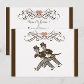 Cute Two Grooms Gay Wedding Invitation Brown Pink Kaart (Voorkant / Achterkant)