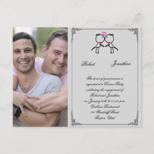 Cute Two Grooms Kissing Gay Wedding Verloving Kaart