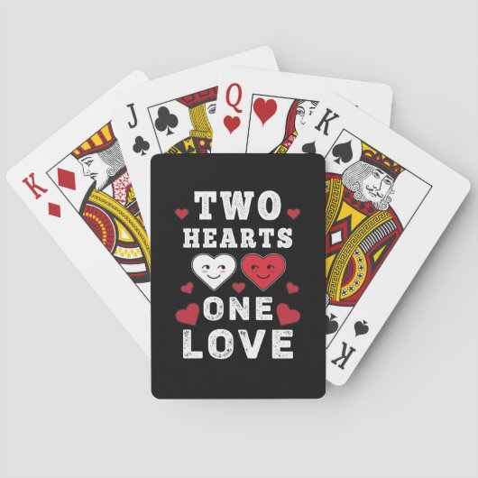 Cute Two Hearts One Love Birthday Valentijnsdag Pokerkaarten (Achterkant)