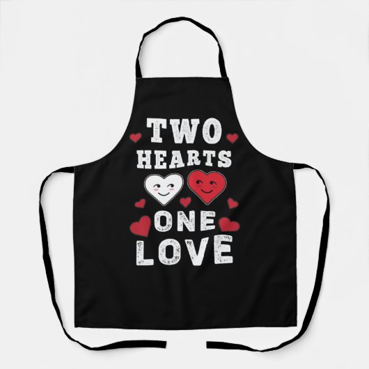 Cute Two Hearts One Love Birthday Valentijnsdag Schort (Voorkant)