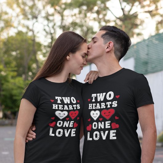 Cute Two Hearts One Love Birthday Valentijnsdag T-shirt