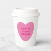 Cute Two Photo Pink Lijst Sweet White Puppy Dog Papieren Bekers (Achterkant)