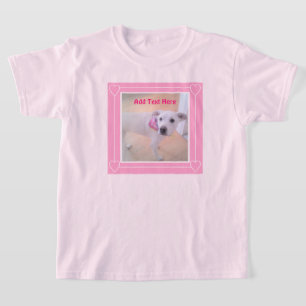 Cute Two Photo Pink Lijst Sweet White Puppy Dog T-shirt