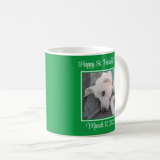 Cute Two Photo St. Patrick's Day Green Lazy Dog Koffiemok (Voorkant rechts)