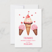 Cute Two Sweet Ijsje Verjaardagsfeestje  Bedankkaart (Voorkant)