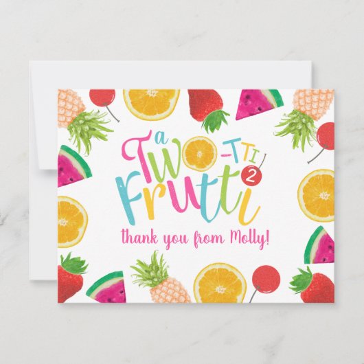 Cute TWO-tti Frutti Fruits 2e verjaardag Bedankkaart (Voorkant)