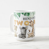 Cute Two Wild Safari Animal Birthday Coffee Mok (Voorkant links)