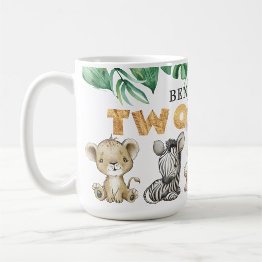 Cute Two Wild Safari Animal Birthday Coffee Mok (Links)