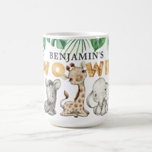 Cute Two Wild Safari Animal Birthday Coffee Mok