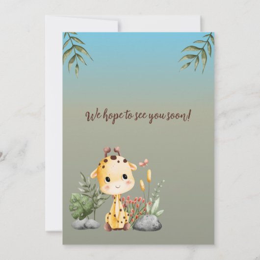 Cute Two Wild Safari Giraf Kids 2nd Birthday  Kaart (Achterkant)