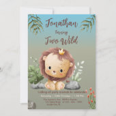 Cute Two Wild Safari Lion Kids 2nd Birthday Kaart (Voorkant)